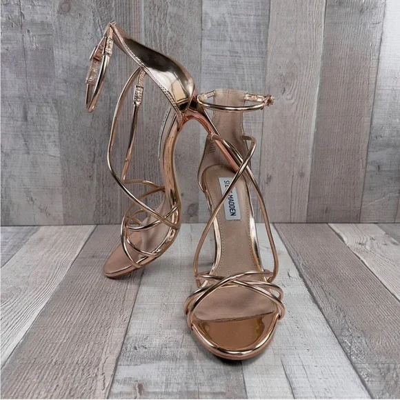 Steve Madden Rose Gold Strappy Heels - Picture 1 of 10